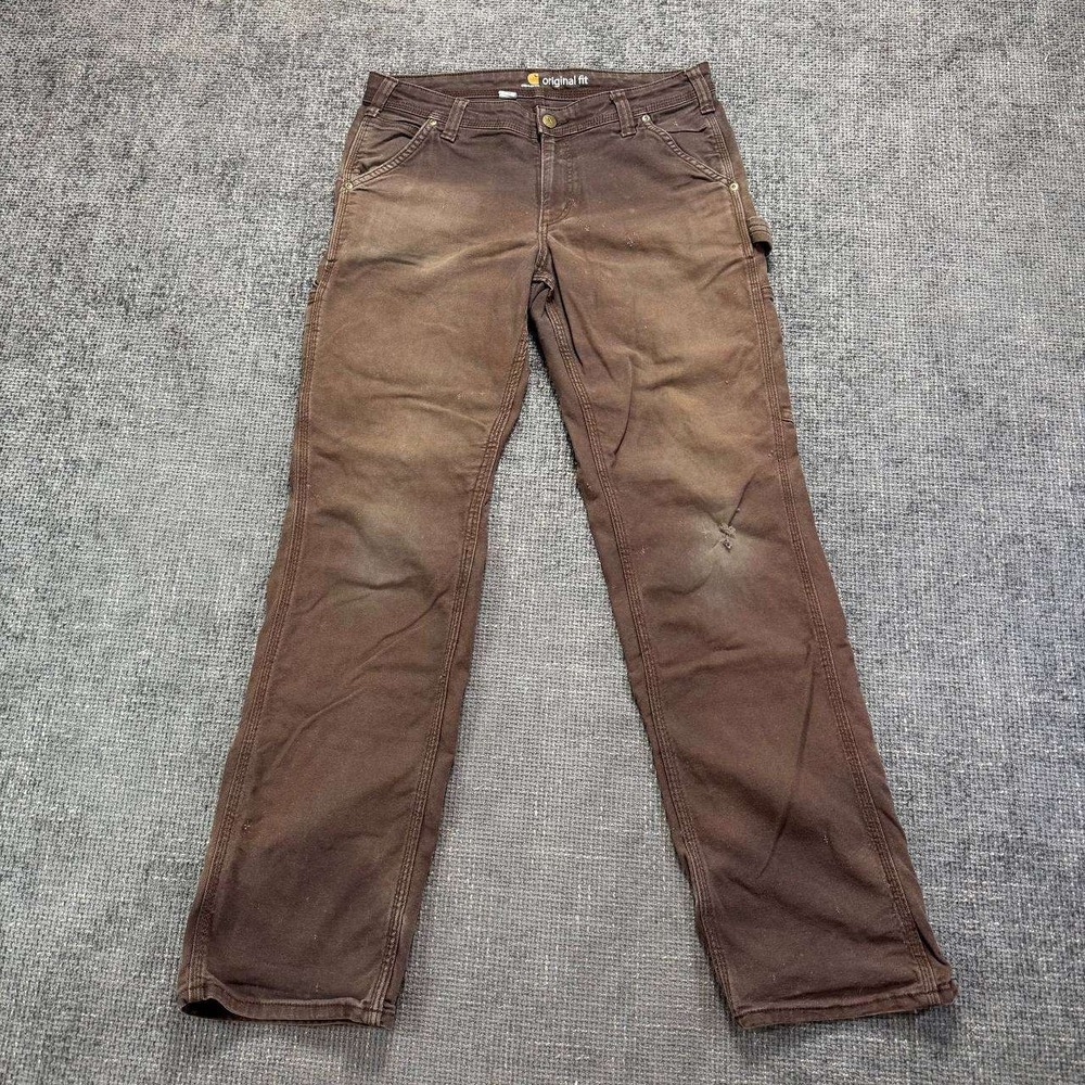Carhartt Carpenter Pants Womens 6 Brown Canvas Distressed Utility Workwear